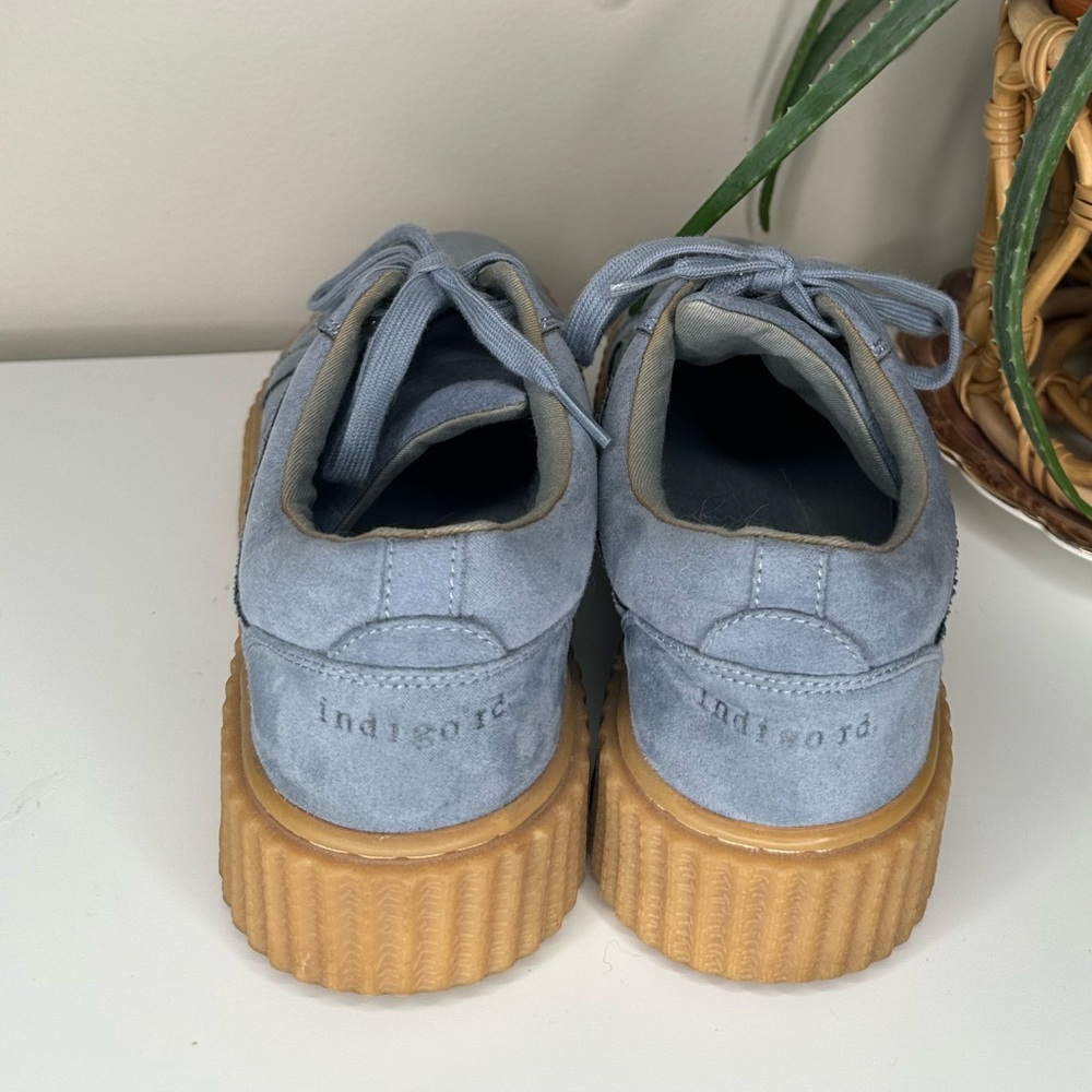 Indigo Rd Blue Suede Platform Sneakers Gum Sole Women’s 10 Y2K Creeper Style - Picture 4 of 15